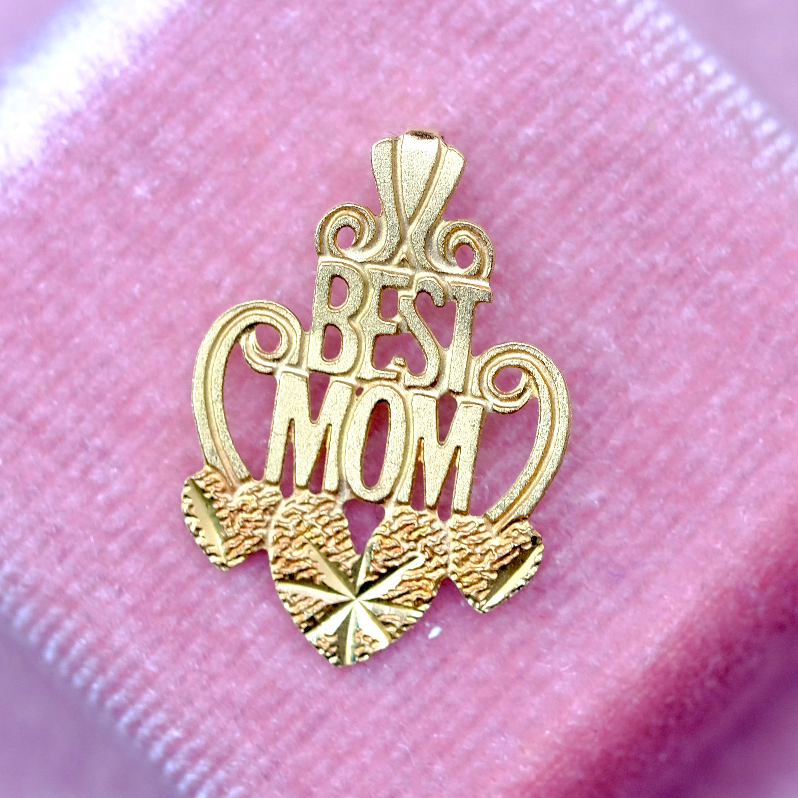 14K Yellow Gold "Best Mom" Pendant