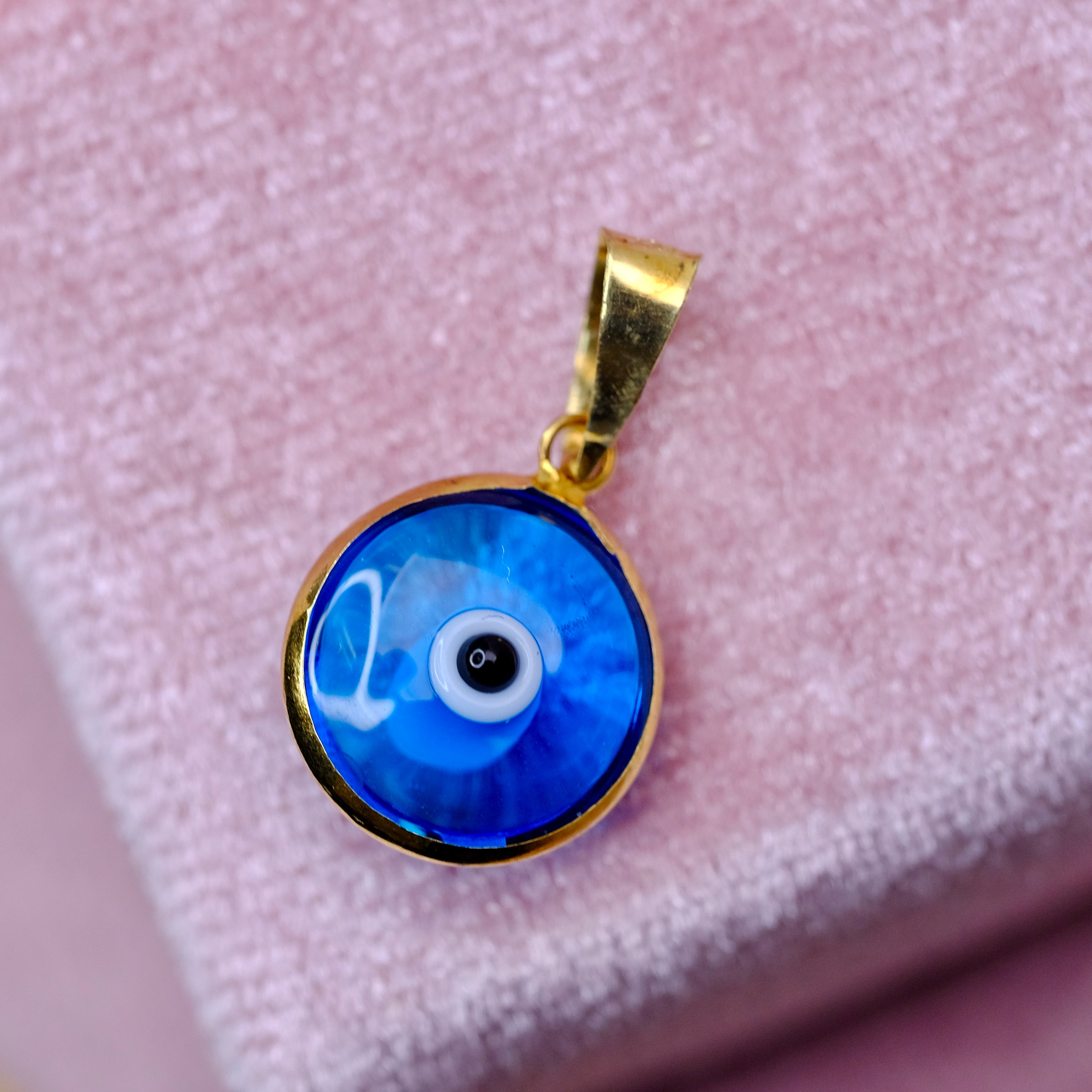 14K Yellow Gold Evil Eye Bezel Small Pendant / Charm