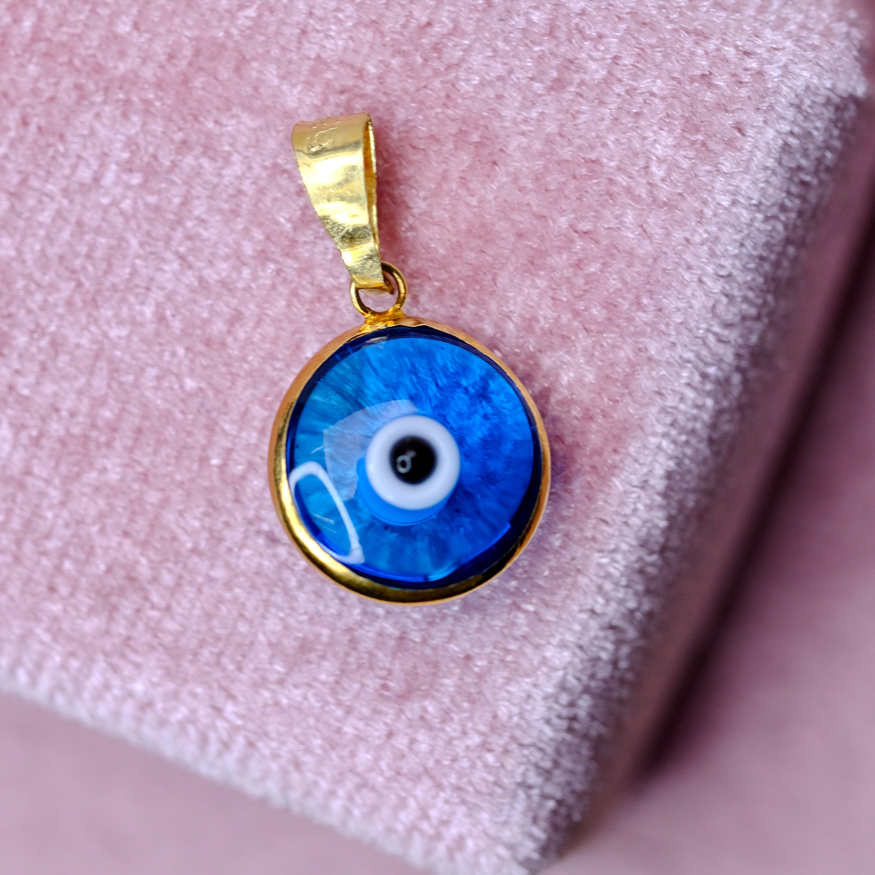 14K Yellow Gold Evil Eye Bezel Small Pendant / Charm