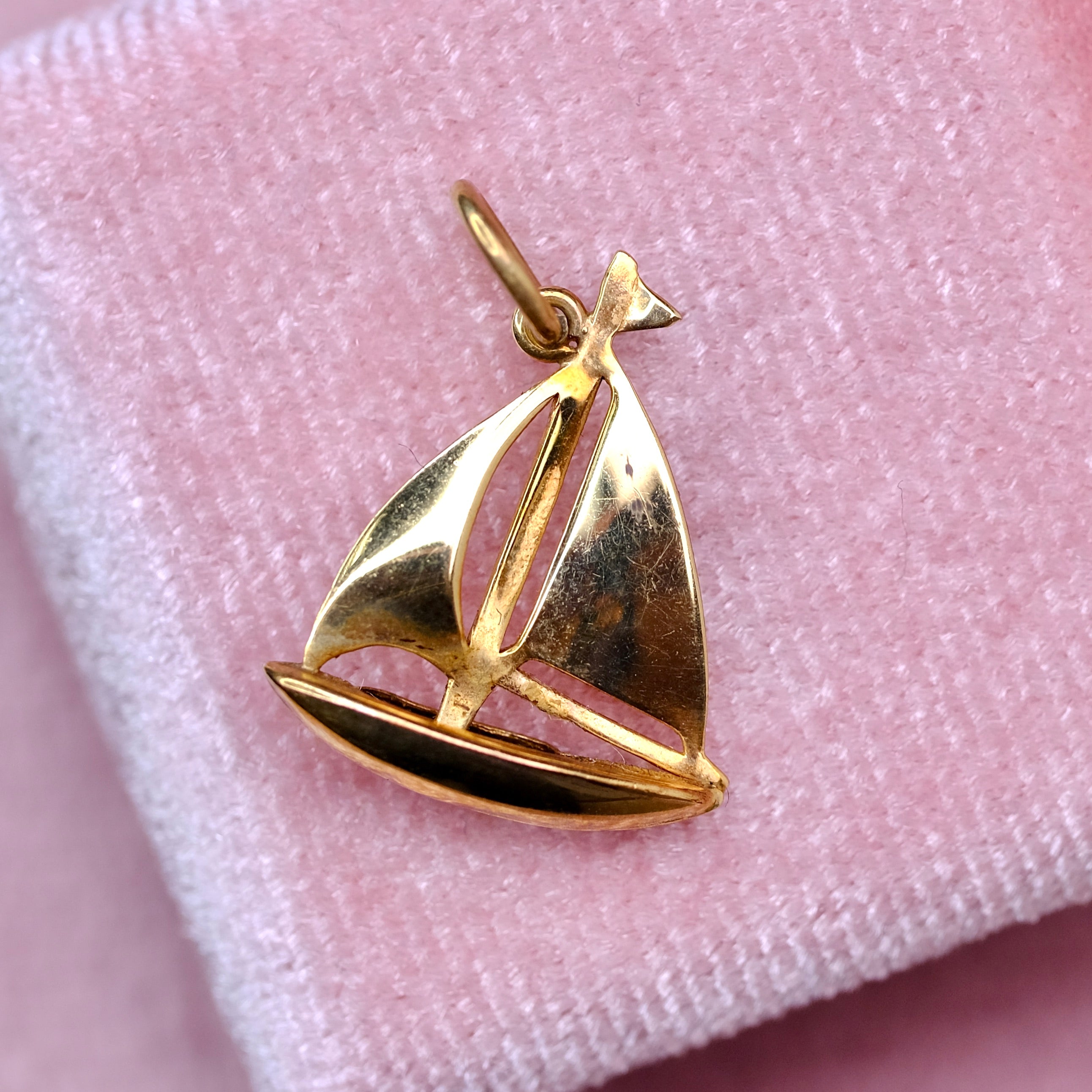 14K Yellow Gold Boat Pendant / Charm for Sea Lover