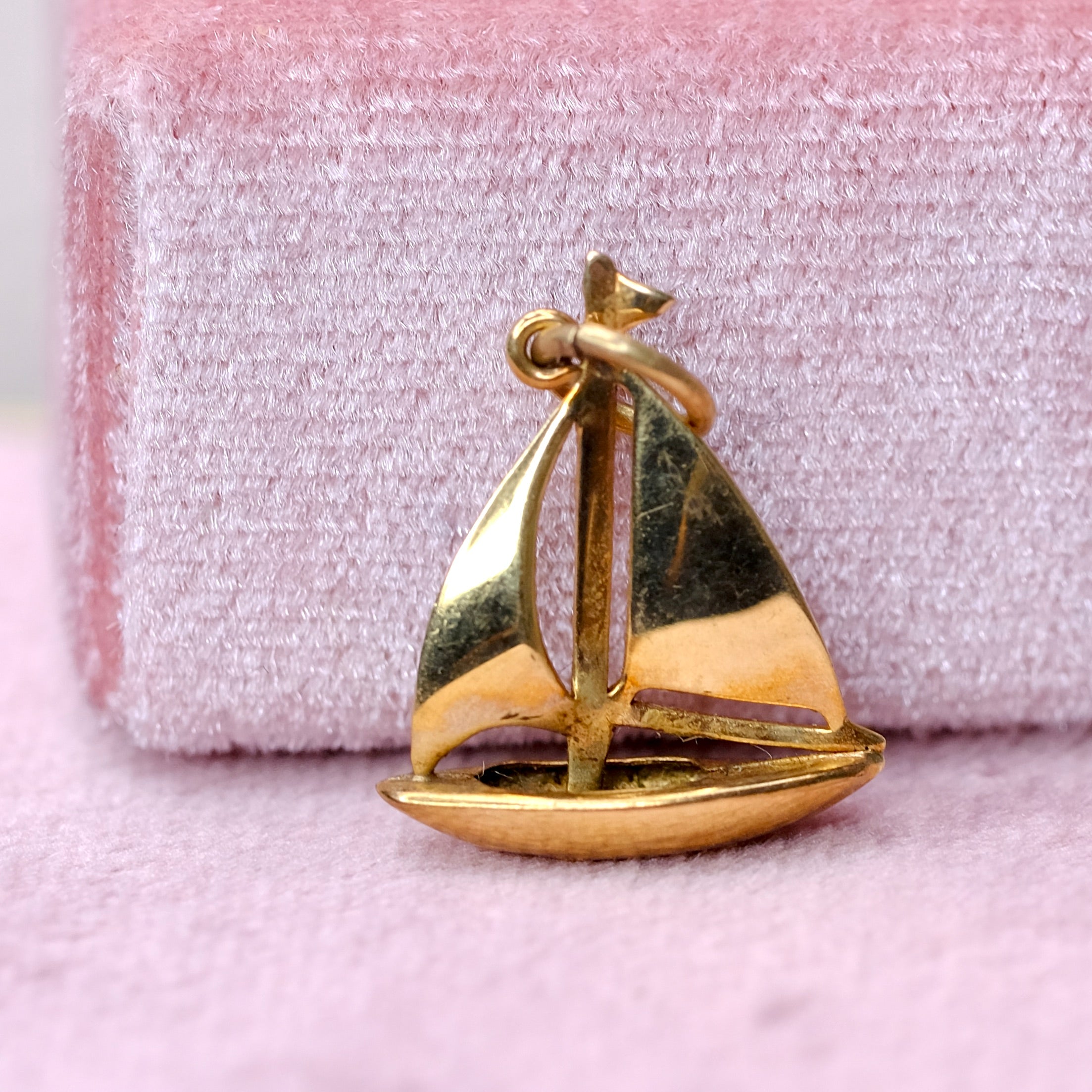 14K Yellow Gold Boat Pendant / Charm for Sea Lover