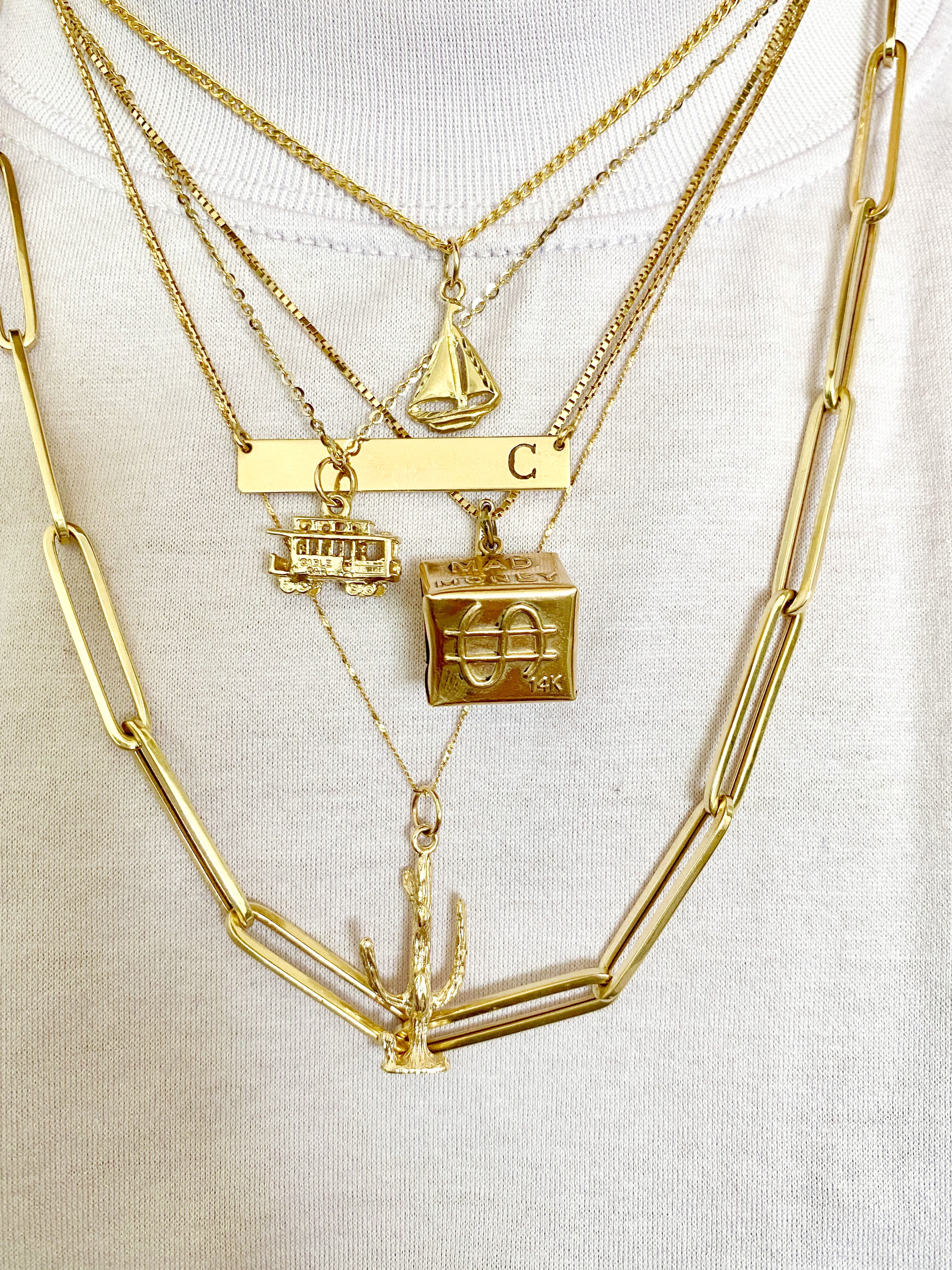 14K Yellow Gold 3D Cactus Pendant