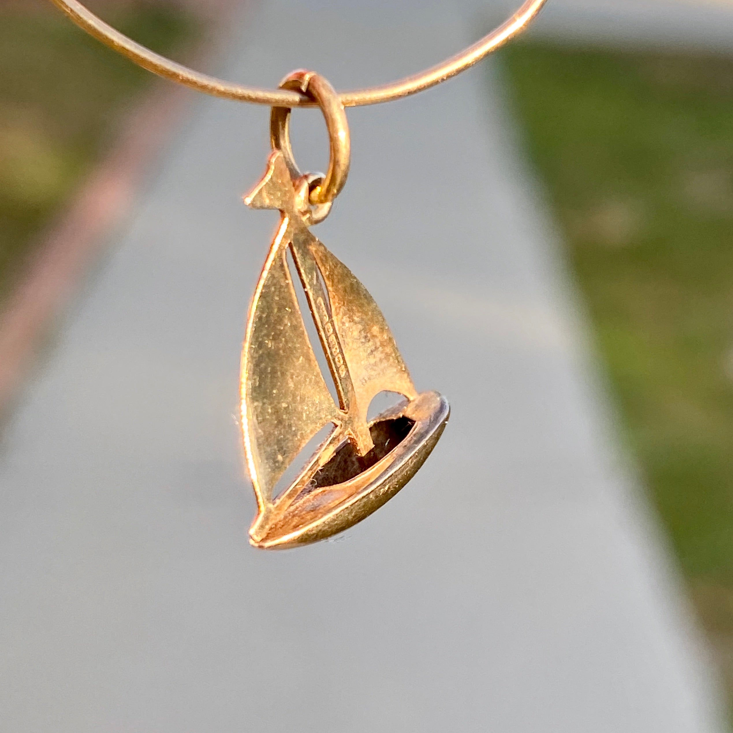 14K Yellow Gold Boat Pendant / Charm for Sea Lover